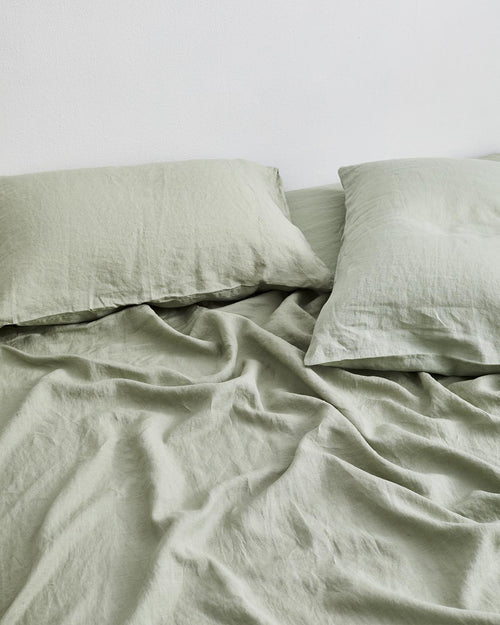 Sage 100% Flax Linen Fitted Sheet