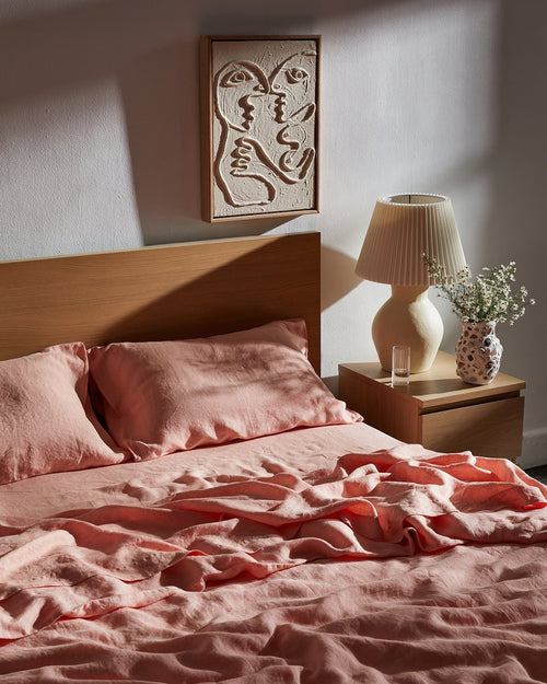 Peach 100% Flax Linen Duvet Cover