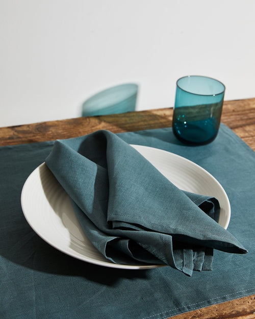 100% Linen Napkins in Petrol (Set of Four)