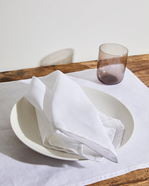100% Linen Napkins in White (Set of Four)