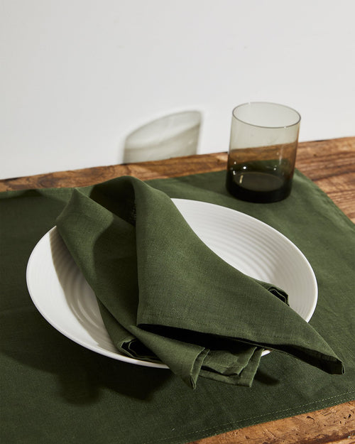 100% Linen Napkins in Olive (Set of Four)