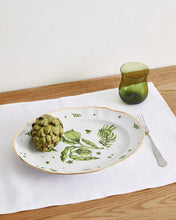 Load image into Gallery viewer, Olive Stripe 100% Flax Linen Fitted Sheet