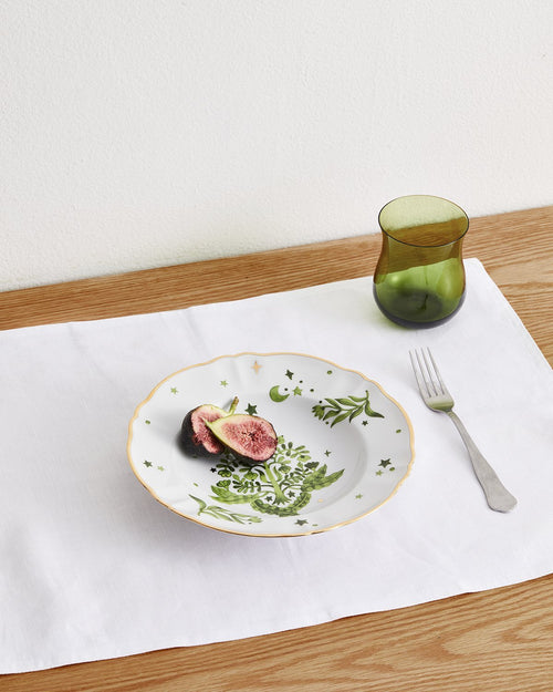 Olive Stripe 100% Flax Linen Fitted Sheet