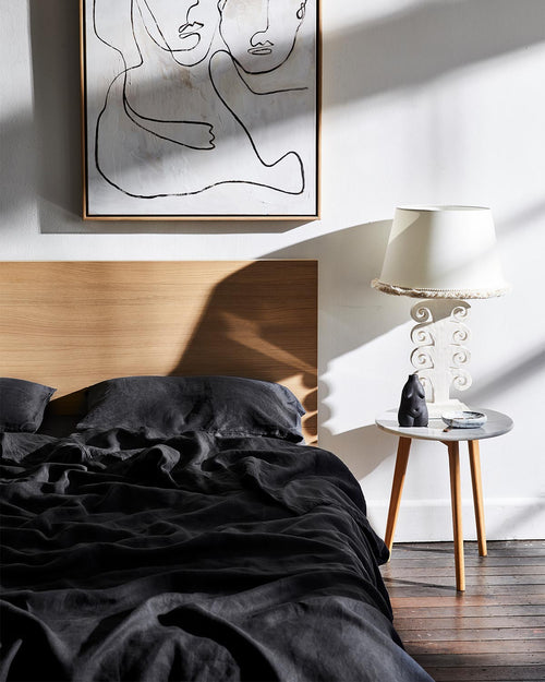 Charcoal 100% Flax Linen Duvet Cover