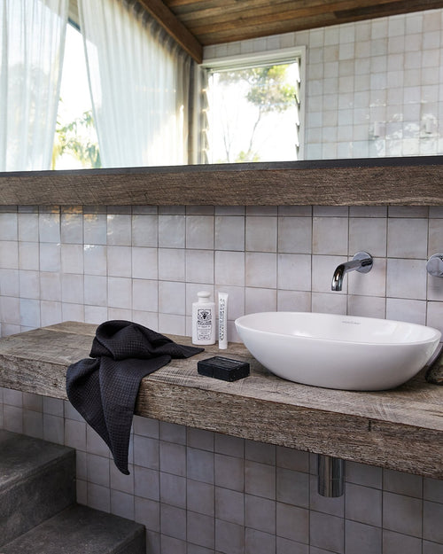 100% Linen Waffle Hand and Face Towel in Charcoal
