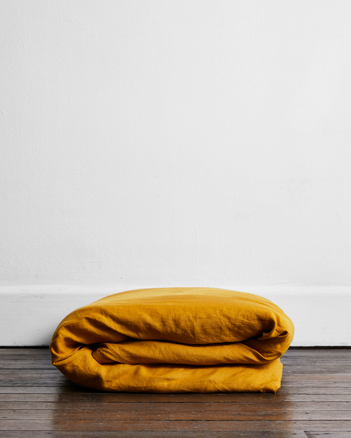 Turmeric 100% Flax Linen Duvet Cover