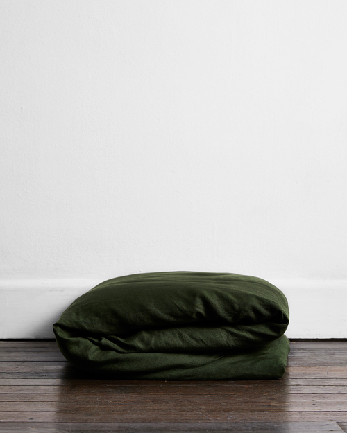 Olive 100% Flax Linen Duvet Cover