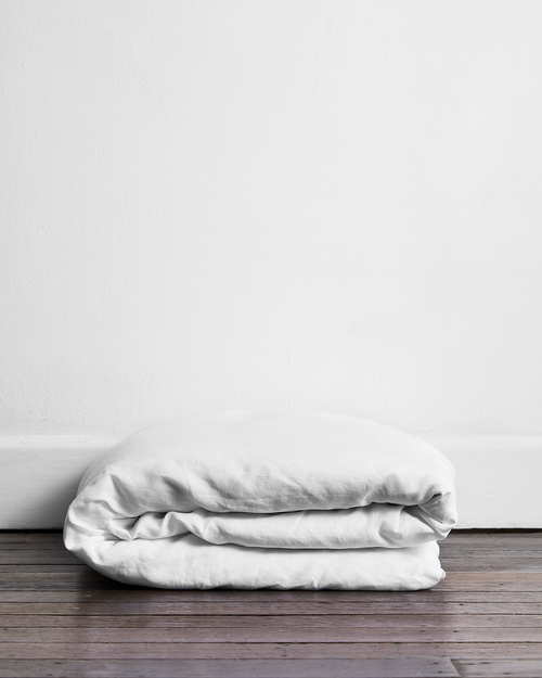White 100% Flax Linen Duvet Cover