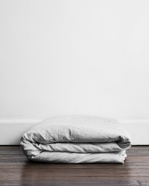 Pinstripe 100% Flax Linen Duvet Cover