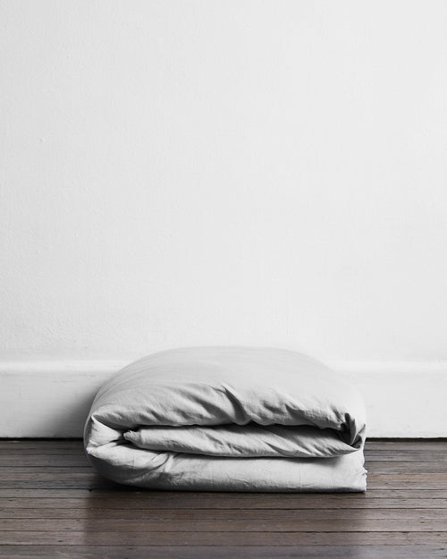 Fog 100% Flax Linen Duvet Cover