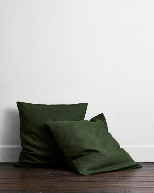 Olive 100% Flax Linen European Pillowcases (Set of Two)