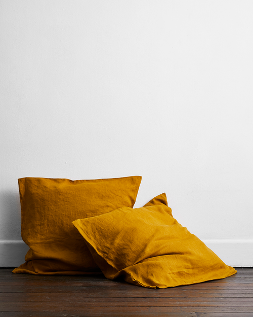 Turmeric 100% Flax Linen European Pillowcases (Set of Two)
