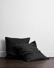 Load image into Gallery viewer, Charcoal 100% Flax Linen European Pillowcases (Set of Two)