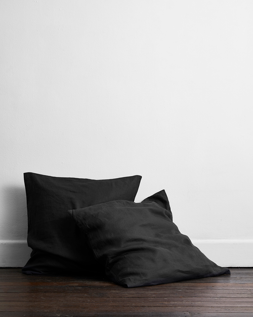 Charcoal 100% Flax Linen European Pillowcases (Set of Two)