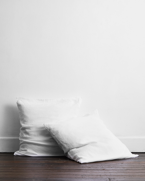 White 100% Flax Linen European Pillowcases (Set of Two)