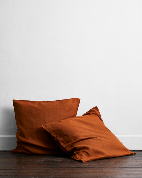 Rust 100% Flax Linen European Pillowcases (Set of Two)