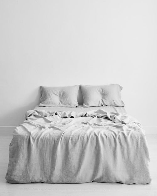 Fog 100% Flax Linen Duvet Cover