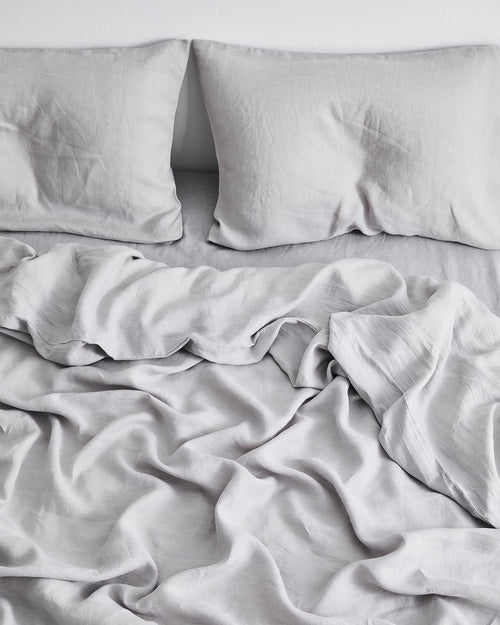 Fog 100% Flax Linen Duvet Cover