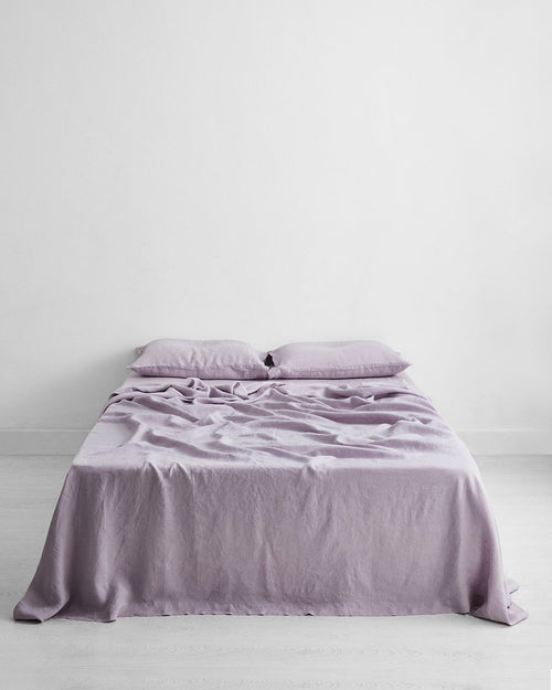 Lilac 100% Flax Linen Flat Sheet
