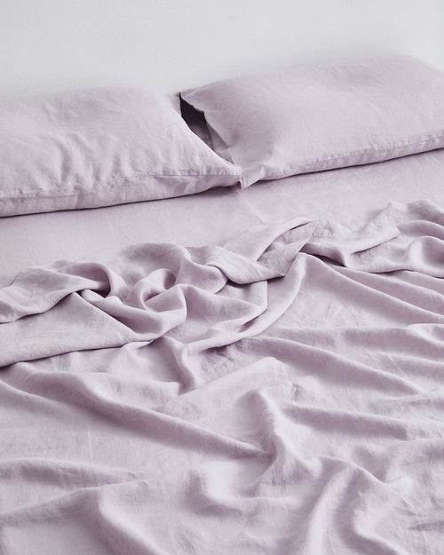 Lilac 100% Flax Linen Fitted Sheet