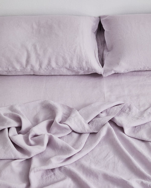Lilac 100% Flax Linen Sheet Set