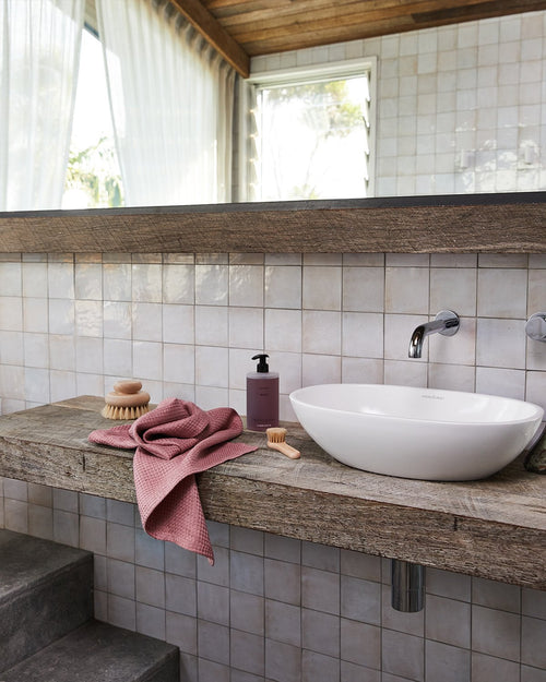 100% Linen Waffle Hand and Face Towel in Lavender