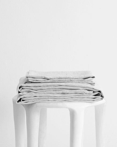 Pinstripe 100% Flax Linen Sheet Set