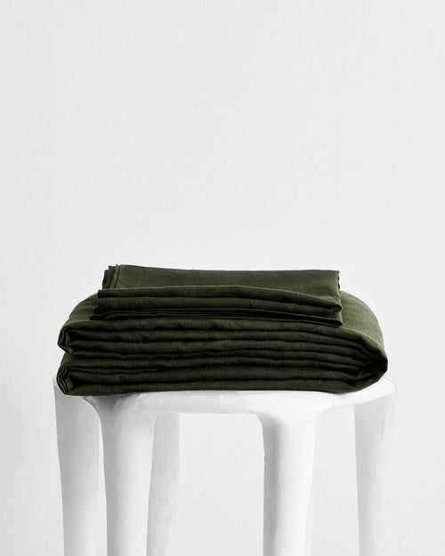 Olive 100% Flax Linen Sheet Set