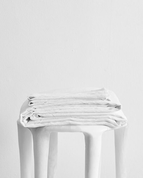 White 100% Flax Linen Sheet Set