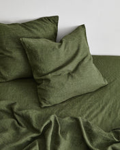 Load image into Gallery viewer, Olive Stripe 100% Flax Linen European Pillowcases (Set of Two)