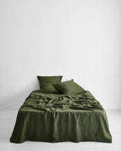 Load image into Gallery viewer, Olive Stripe 100% Flax Linen European Pillowcases (Set of Two)