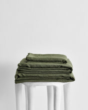 Load image into Gallery viewer, Olive Stripe 100% Flax Linen Sheet Set
