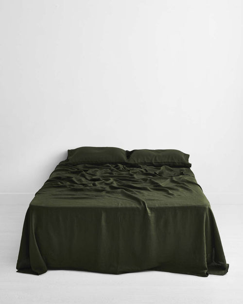 Olive 100% Flax Linen Sheet Set