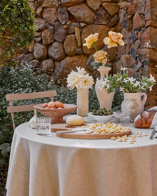 100% Linen Tablecloth in Oatmeal