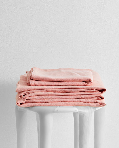 Peach 100% Flax Linen Sheet Set
