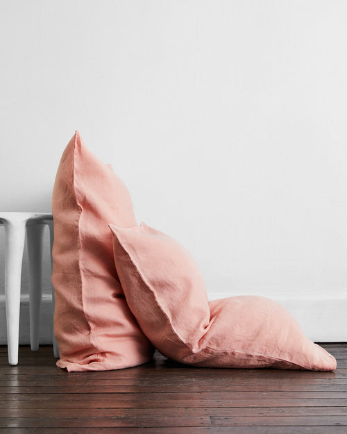 Peach 100% Flax Linen Pillowcases (Set of Two)