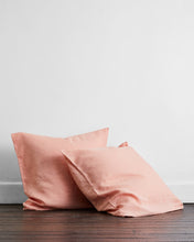 Load image into Gallery viewer, Peach 100% Flax Linen European Pillowcases (Set of Two)
