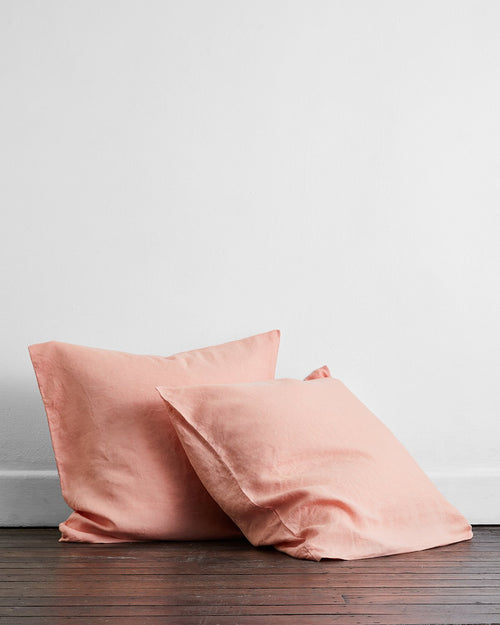Peach 100% Flax Linen European Pillowcases (Set of Two)