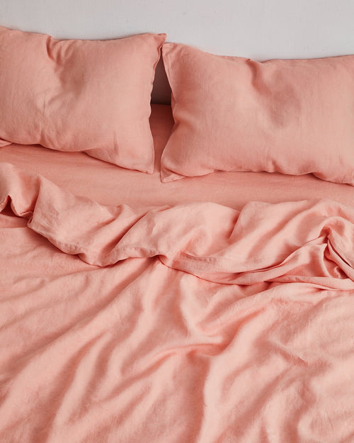 Peach 100% Flax Linen Bedding Set