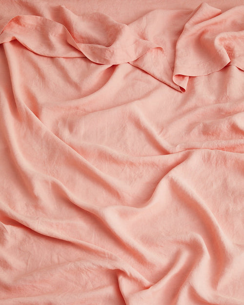 Peach 100% Flax Linen Fitted Sheet