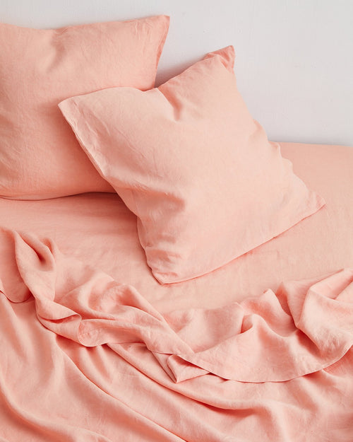 Peach 100% Flax Linen European Pillowcases (Set of Two)