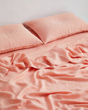 Load image into Gallery viewer, Peach 100% Flax Linen Fitted Sheet