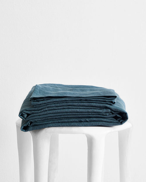Petrol 100% Flax Linen Sheet Set