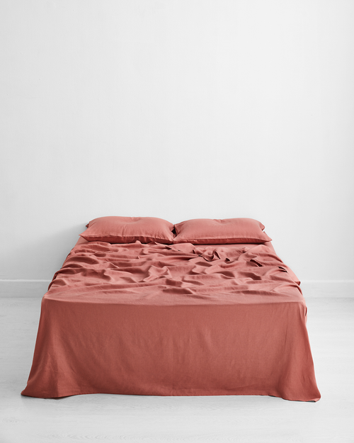 Pink Clay 100% Flax Linen Sheet Set