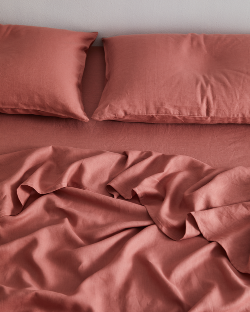 Pink Clay 100% Flax Linen Flat Sheet