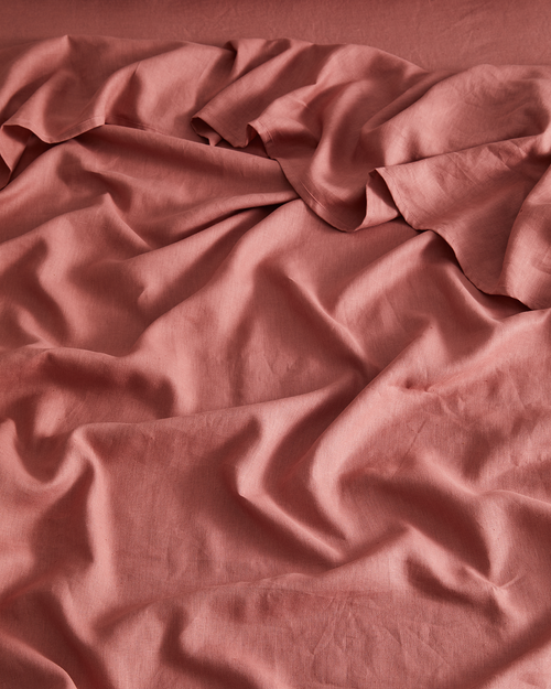 Pink Clay 100% Flax Linen Flat Sheet