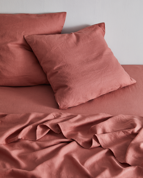 Pink Clay 100% Flax Linen European Pillowcases (Set of Two)