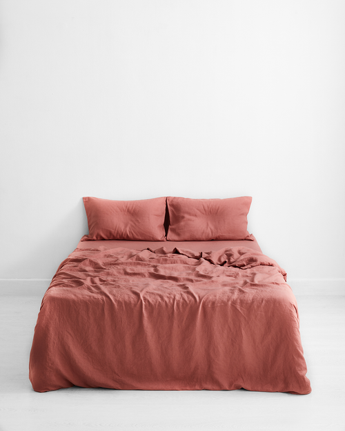 Pink Clay 100% Flax Linen Bedding Set