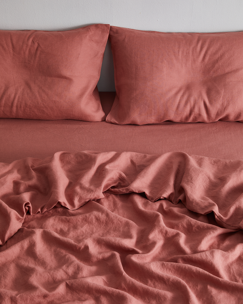 Pink Clay 100% Flax Linen Pillowcases (Set of Two)