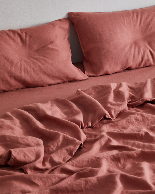 Pink Clay 100% Flax Linen Bedding Set